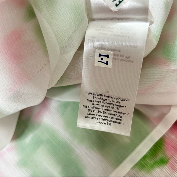 NWT Ganni Pleated Georgette Mini Dress Green Pink Floral Size 34/2 Wedding Guest - Picture 7 of 13